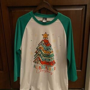 Christmas Tree Raglan Shirt - Green and White